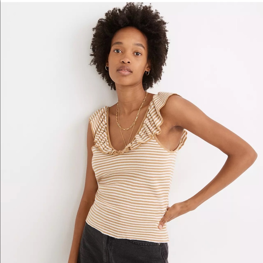 NWOT Madewell Belhaven Ruffle Sweater Tank